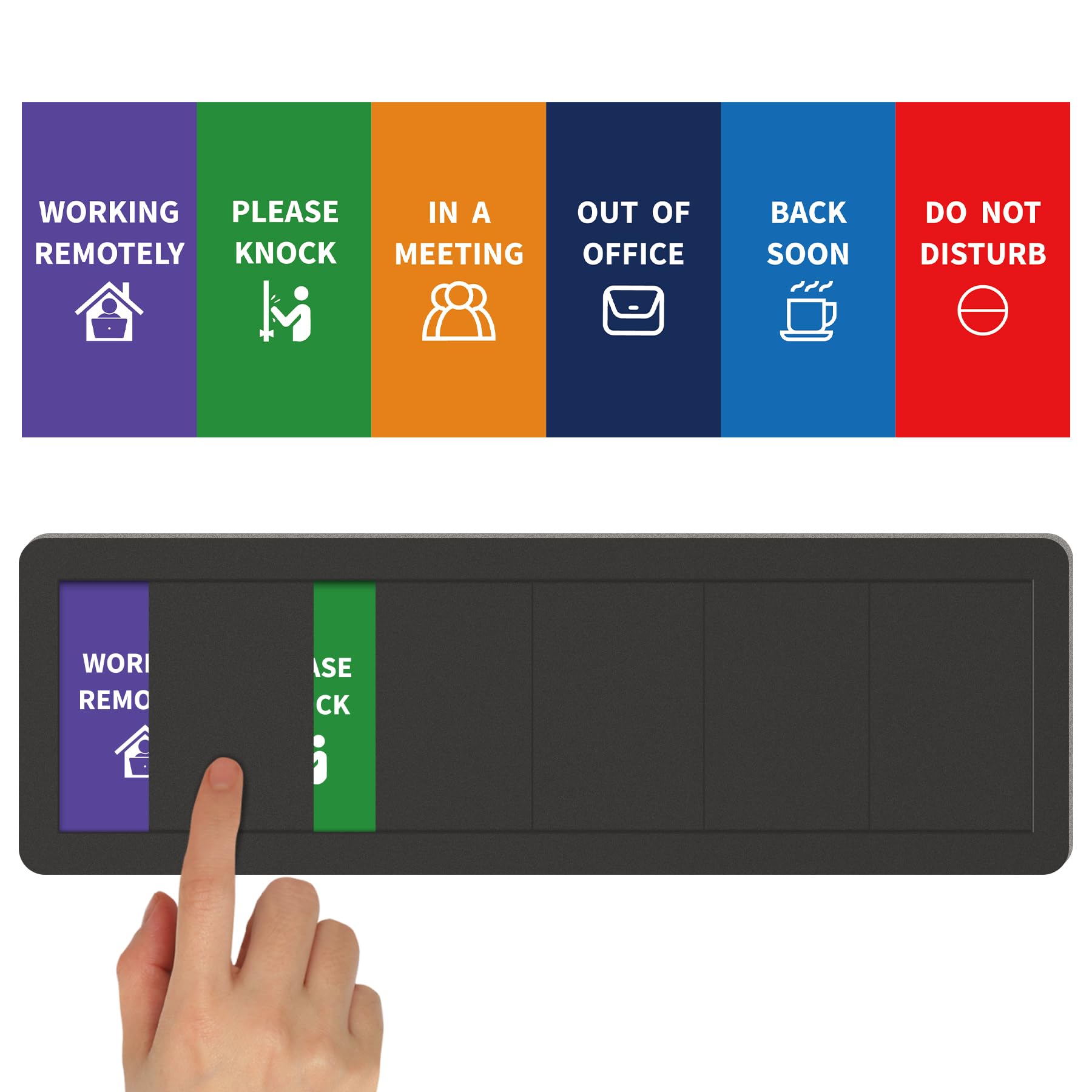 Office Door Signs-6 Options Door Signs -In A Meeting Sign/Out Of Office/Do Not Disturb/Working From Home/Please Knock/Back Soon Privacy Slider Sign