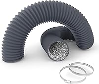 InfiniPower 3-Inch Aluminum Flexible Ducting Hose, 8ft Noise-Reducing Dryer Vent for HVAC, Grow Tents & Exhaust - Heavy-Duty 4-Layer Gray
