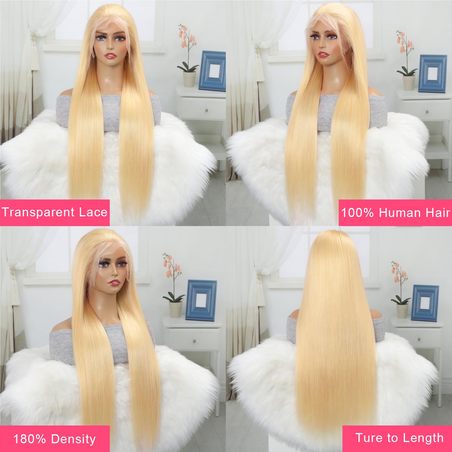 613 Lace Front Wig Human Hair 13x4 Blonde Lace Front Wigs Human Hair Pre Plucked with Baby Hair 180% Density Straight Lace Frontal Wig Human Hair for Women