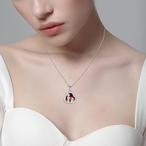 Miniatura 2 de Collar de plata de ley 925 con piedra natal de corazón de amor con circonita cúbica 5A, collar con texto en inglés "I Love You Forever", joyería de