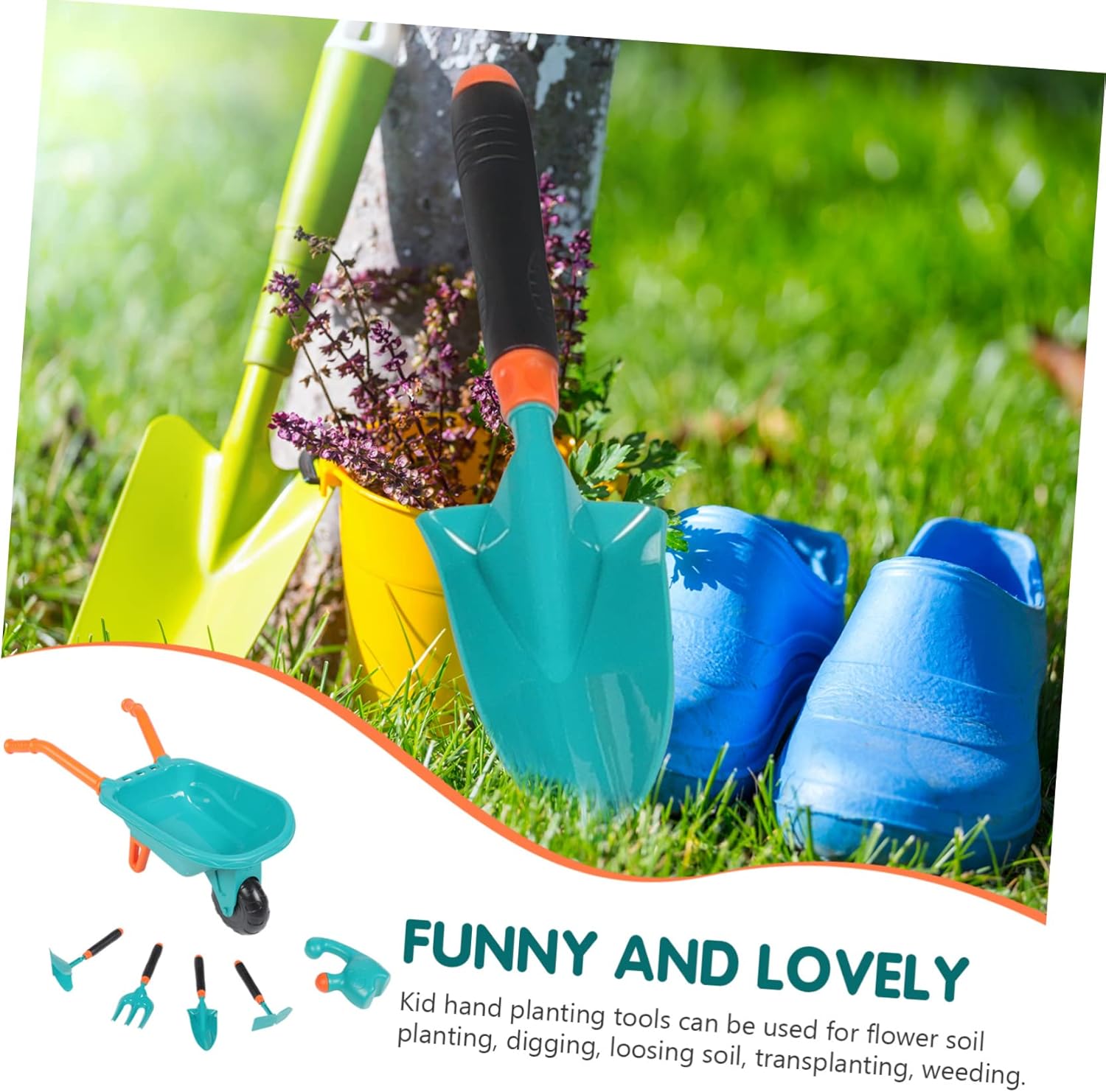 KICHOUSE 1set Boys and Girls Gardening Tools Adorable Green Watering Can Planting Tools for Outdoor Fun Lightweight Gardening Playset for Boy Girl for Flower and Vegetable Planting