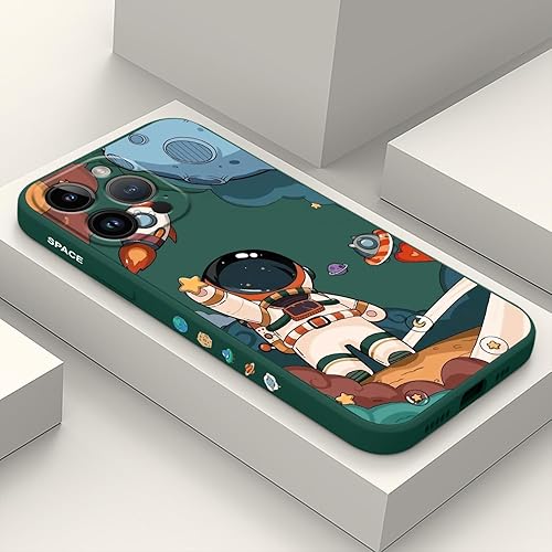 Fundas para iPhone 15 Pro Max, para iPhone 15 Pro Max, funda de astronauta lateral con diseños de patrón creativo de silicona líquida a prueba de