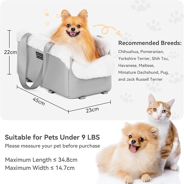 Petsfit Siège Auto pour Chat Chien, Panier Chat Voiture pour Petit Animal de Compagnie avec Crochets de Protection sûrs, Siège Auto de Voyage Amovible et Lavable pour Chien Chat - 4