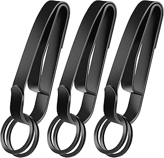 Duty Belt Key Holder, Quick Release Key Clip for Belt, Stainless Steel Tactical Stealth Key Ring Holder with 4 Detachable Keyrings for Police and Law Enforcement for Max 2.25 Inch Belt