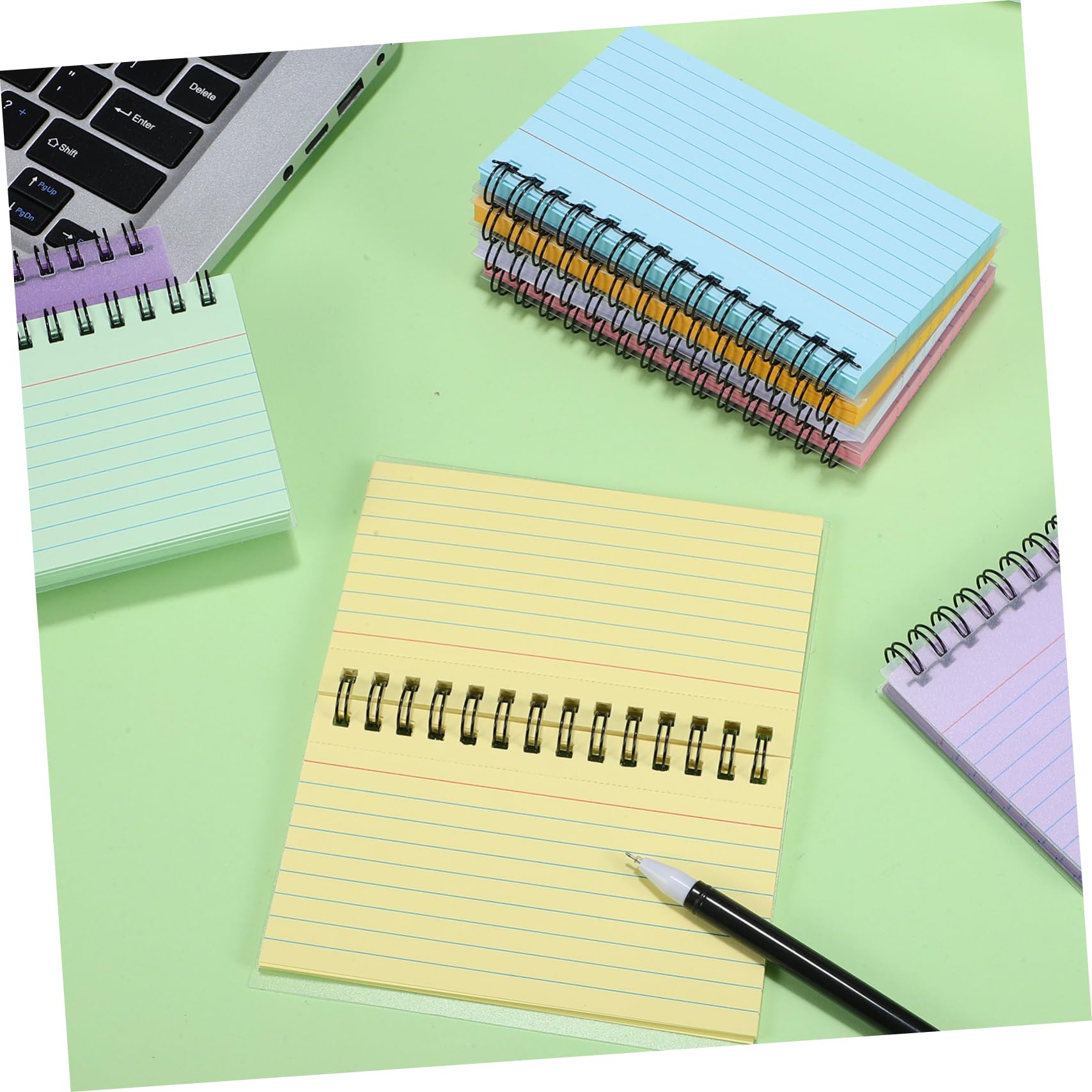 Angoily 10 Quaderni Spiralati Colorati, Carta a Righe, Pagine Facili da Strappare, Formato Compatto per Appunti in Ufficio e Studio