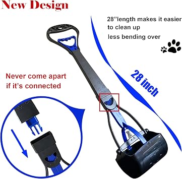 ienjoyed Non-Breakable Pooper Scooper for Large Medium & Small Dogs Heavy Duty, 28Long Handled Dog Poop Scooper for Grass,Durable Dog Poop Pick Up Tool, Poop Grabber