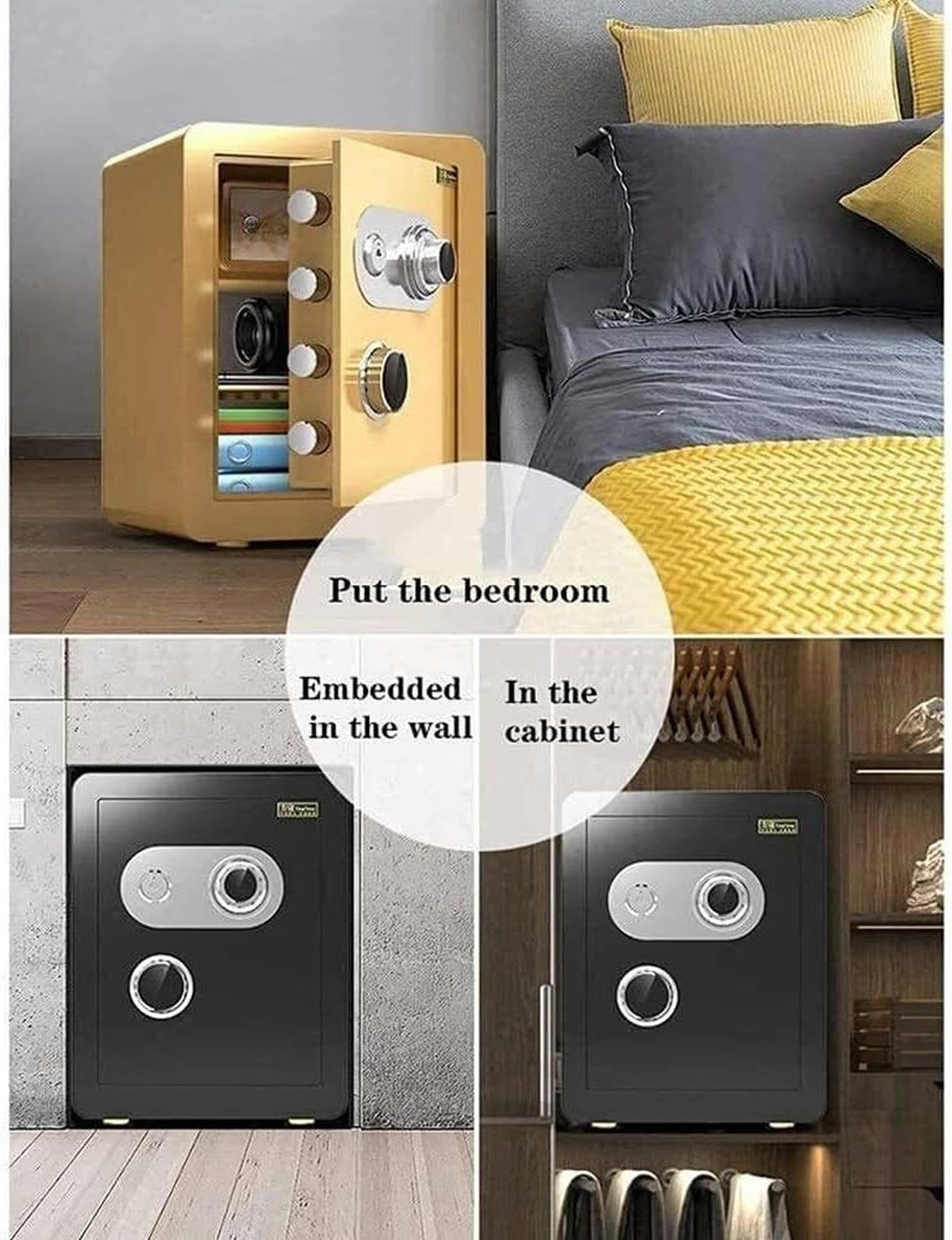 Fireproof Waterproof Safes and Money Box, Security Boxes for Home, Cabinet Safes, Home Safes, Mechanical Combination Lock, Steel Mechanical Anti-Theft Password Key Password