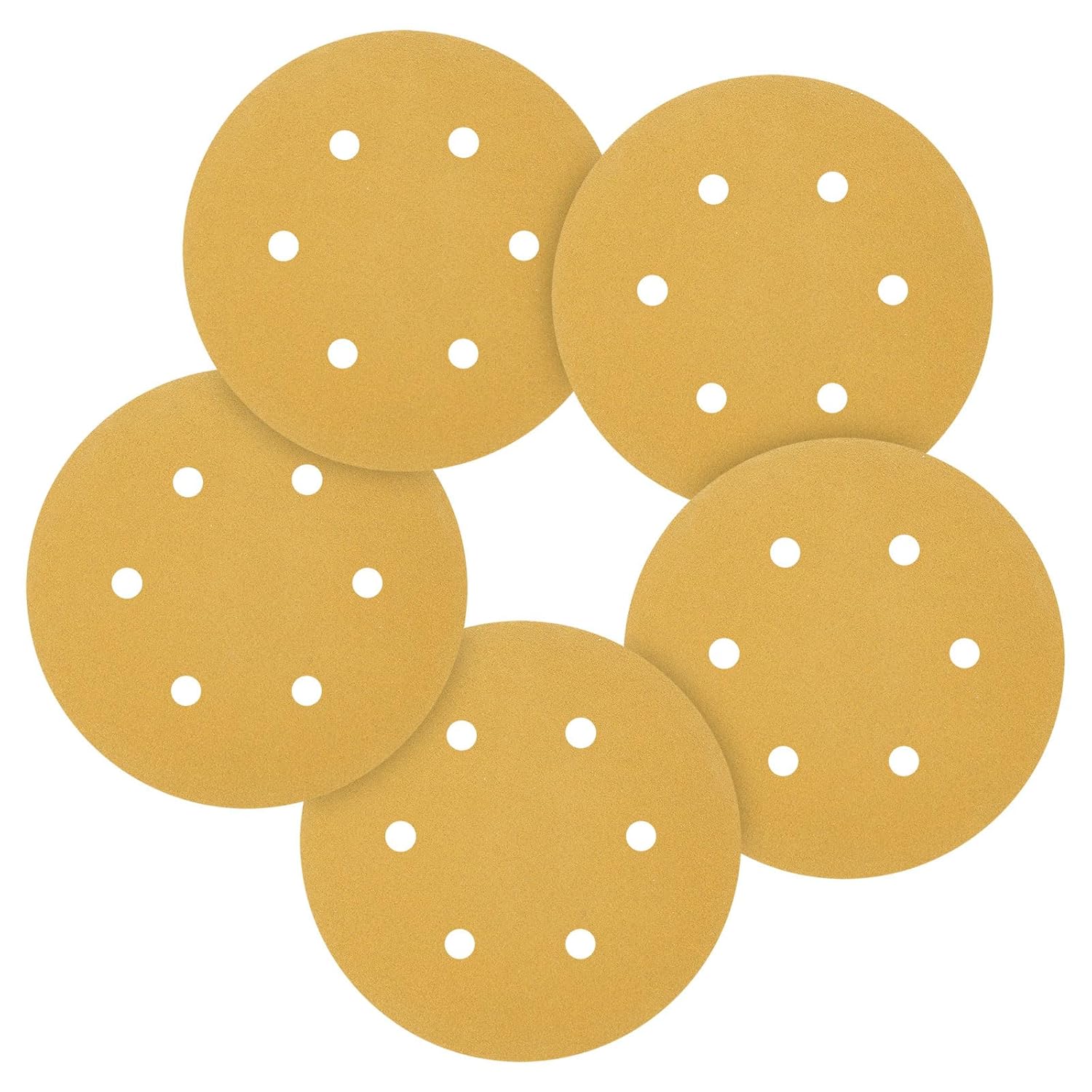50 Pack 6 Inch Sanding Disc 80 Grit 6 Hole Round Hook and Loop Sandpapers Fit for Orbital Sander Automotive or Cars Repairing, Grinding or Polishing, Yellow