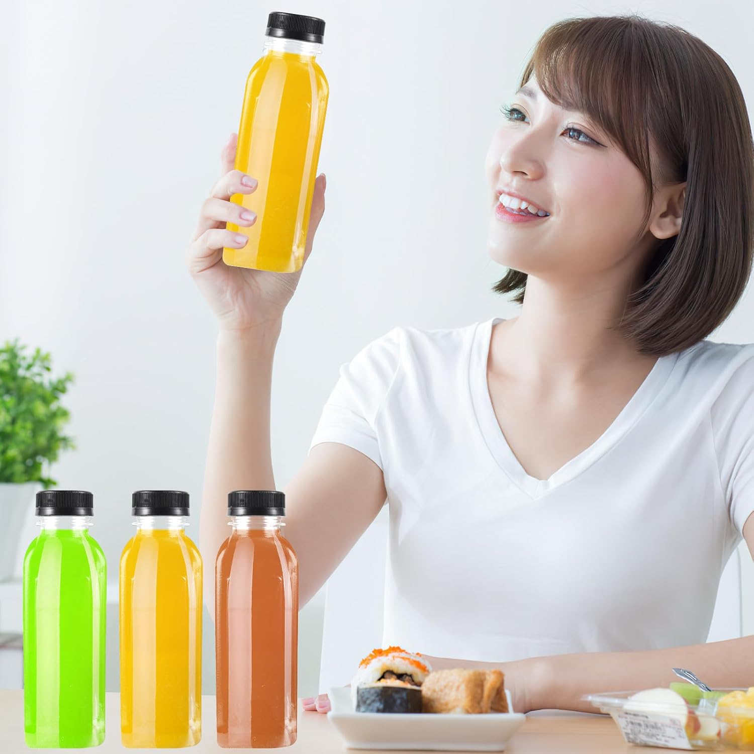 15pcs Ml Plastic Juice Bottles with Empty Beverage Storage Containers