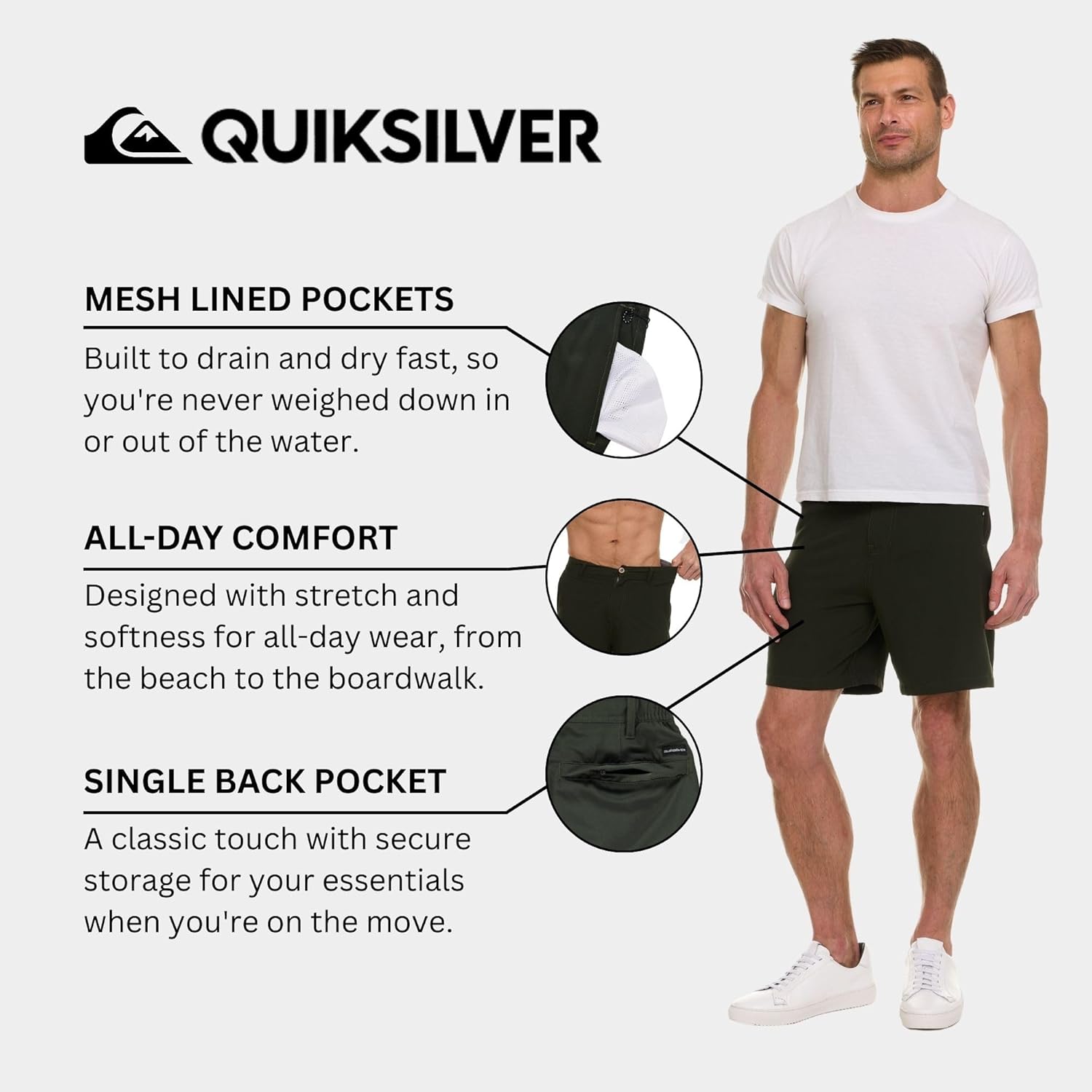 Quiksilver Shorts for Men Big and Tall, Hybrid Stretch Amphibian Quick Dry Short - Image 5