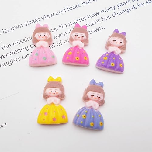 Miniatura 5 de 20 piezas de adornos de princesas de resina Kawaii para niñas, cabujones para manualidades, álbumes de recortes, decoración de arte para