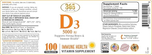 Miniatura 4 de Vitamina D3, vitamina D 5000 UI ayuda a apoyar la salud inmunológica, huesos y dientes fuertes y función muscular, 125% del valor diario de vitamina