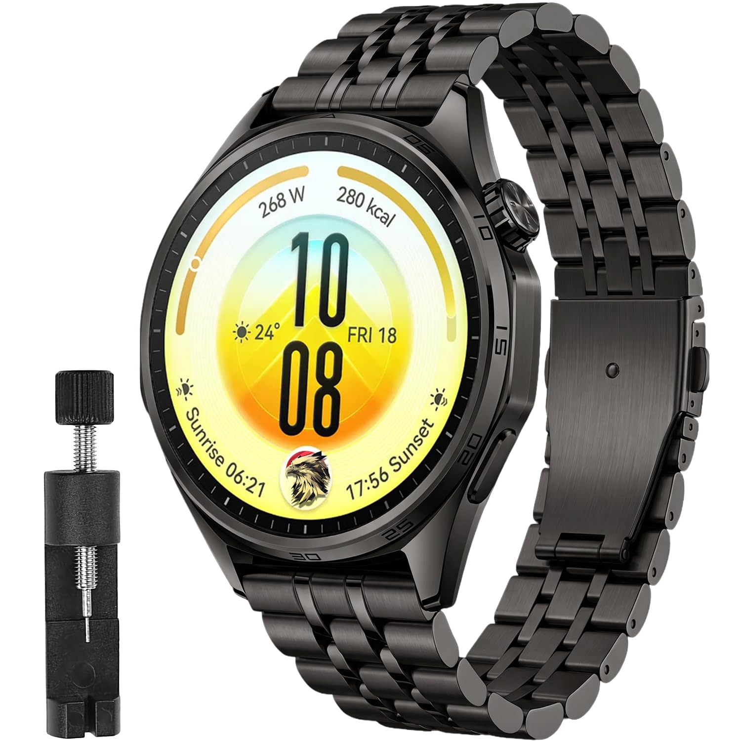 Rongep Huawei ile Uyumlu Prestige Model 22mm Çelik Kordon GT6/GT6 Pro/GT5/GT5 Pro/GT4/GT3/GT3 Pro/GT2/GT2 Pro 46mm için Katlanır Toka Mekanizmalı Paslanma Yapmayan Metal GT6 46mm Kordon