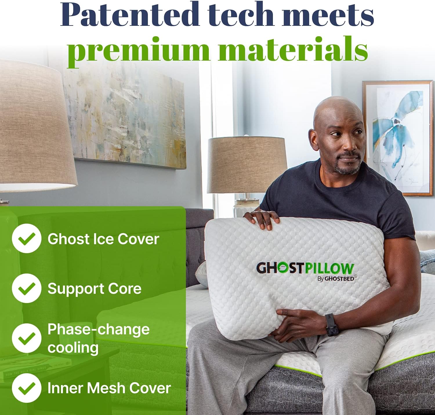 Buу 2 gеt 3 GhostBed Memory Foam Pillow - Cooling & Contouring Gel Memory Foam with Ergonomic Design & Patented Cooling Layer, 1 Pack