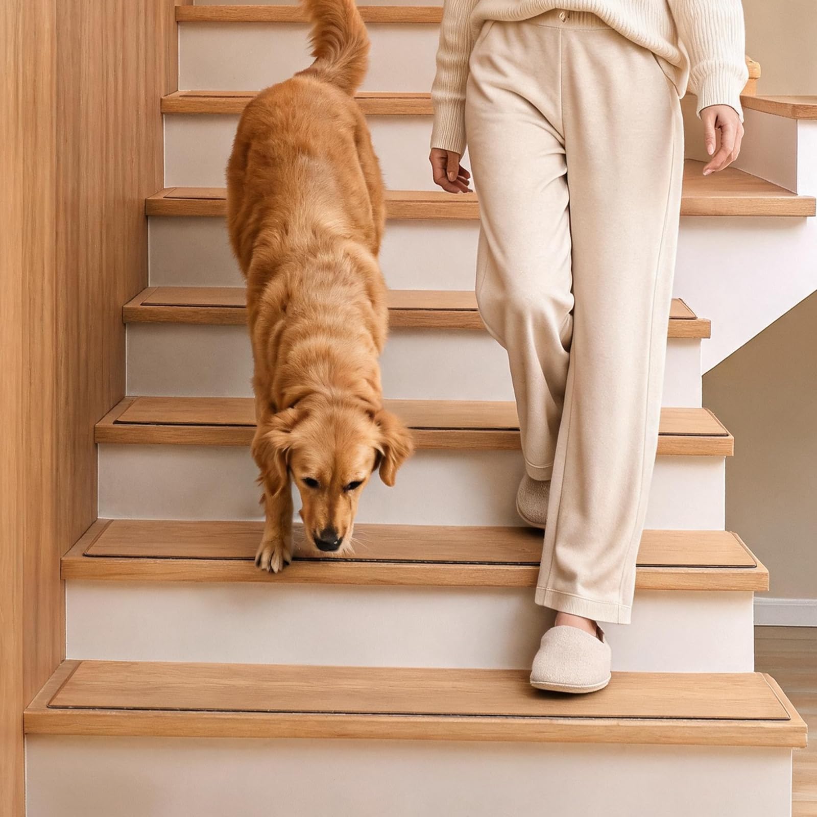 Aucuda Lot de 15 tapis d'escalier autocollants pour marches en bois, 76 x 20 cm, antidérapant, pour protection des escaliers, tapis d'escalier pour personnes âgées et animaux domestiques (modèle 1)