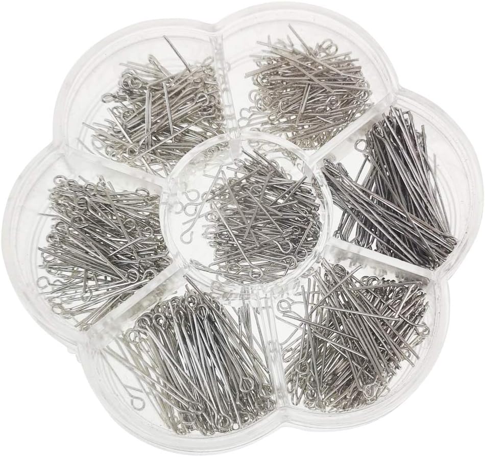 Chenkou Craft 700pcs Assorted of 7 Sizes Mix Eye Pins for Jewelry Making (Anti-Silver, Mix)