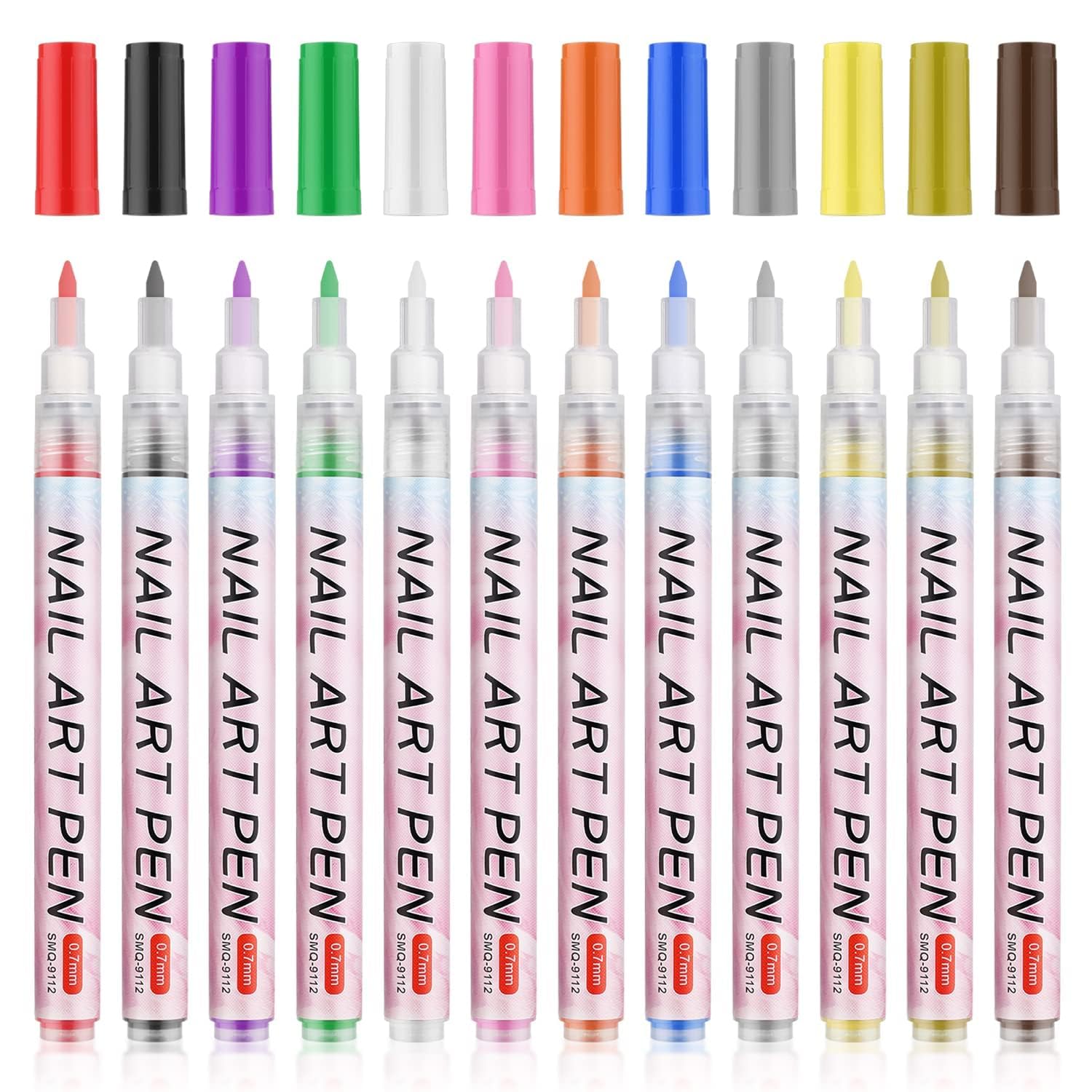 SCANF 12 Colors nail art Pens Set, 2026 Upgrade Nail Art Markers for Gel Nails, DIY Quick Dry Graffiti Dotting Point Liner Pens, 3D Nail Polish Pens for Painting, Nails Art Drawing Tool (12 Colors - 0.7mm Fine Tip)-image-19