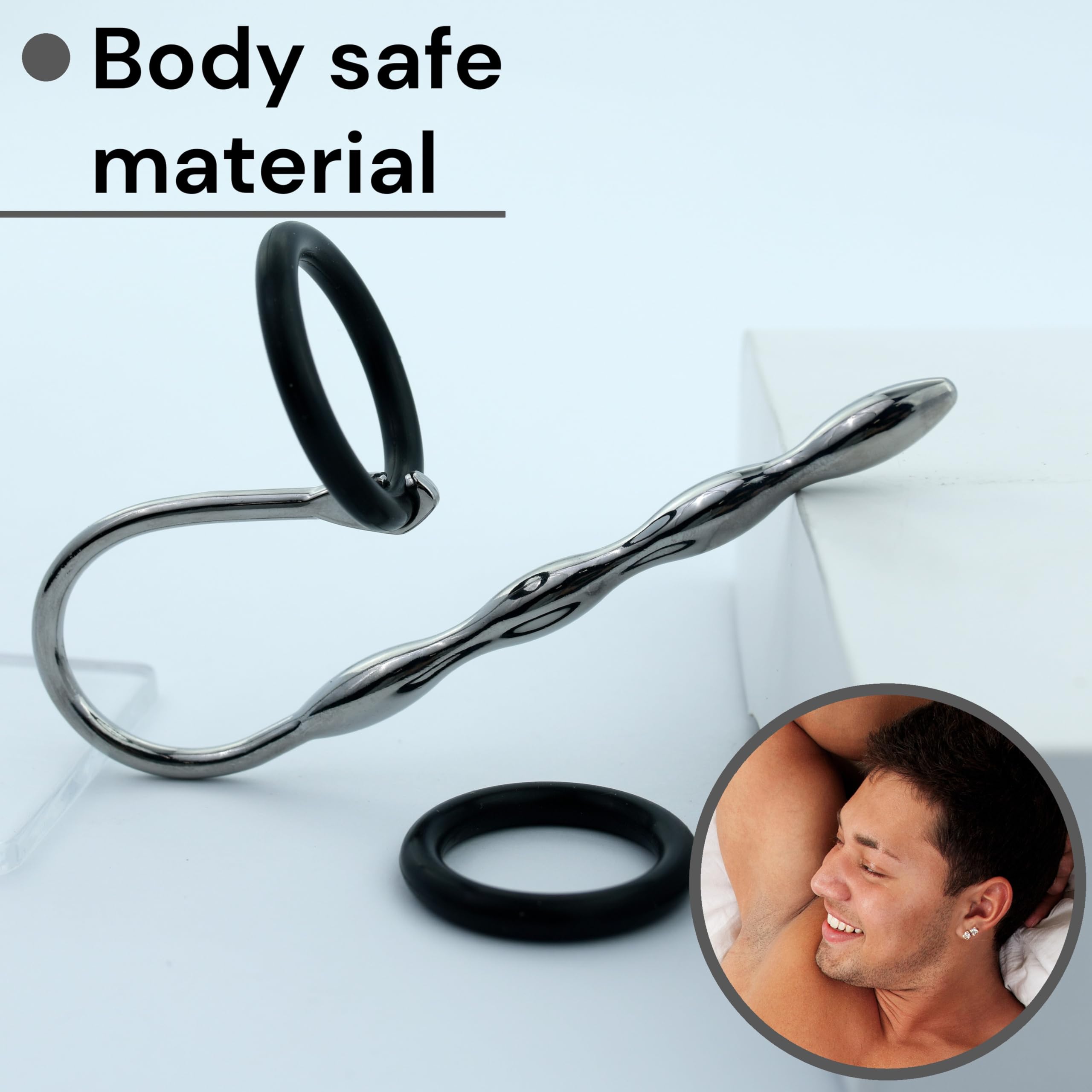 FOPS Dilatatore Uretrale Acciaio Inossidabile 12cm ⌀0.8cm Sonda Uretrale Maschile Sex Toy Uomo Anello Pene 2.5-3cm Urethral Plug Bordi Lisci Argento Per Piacere Intenso N16-23