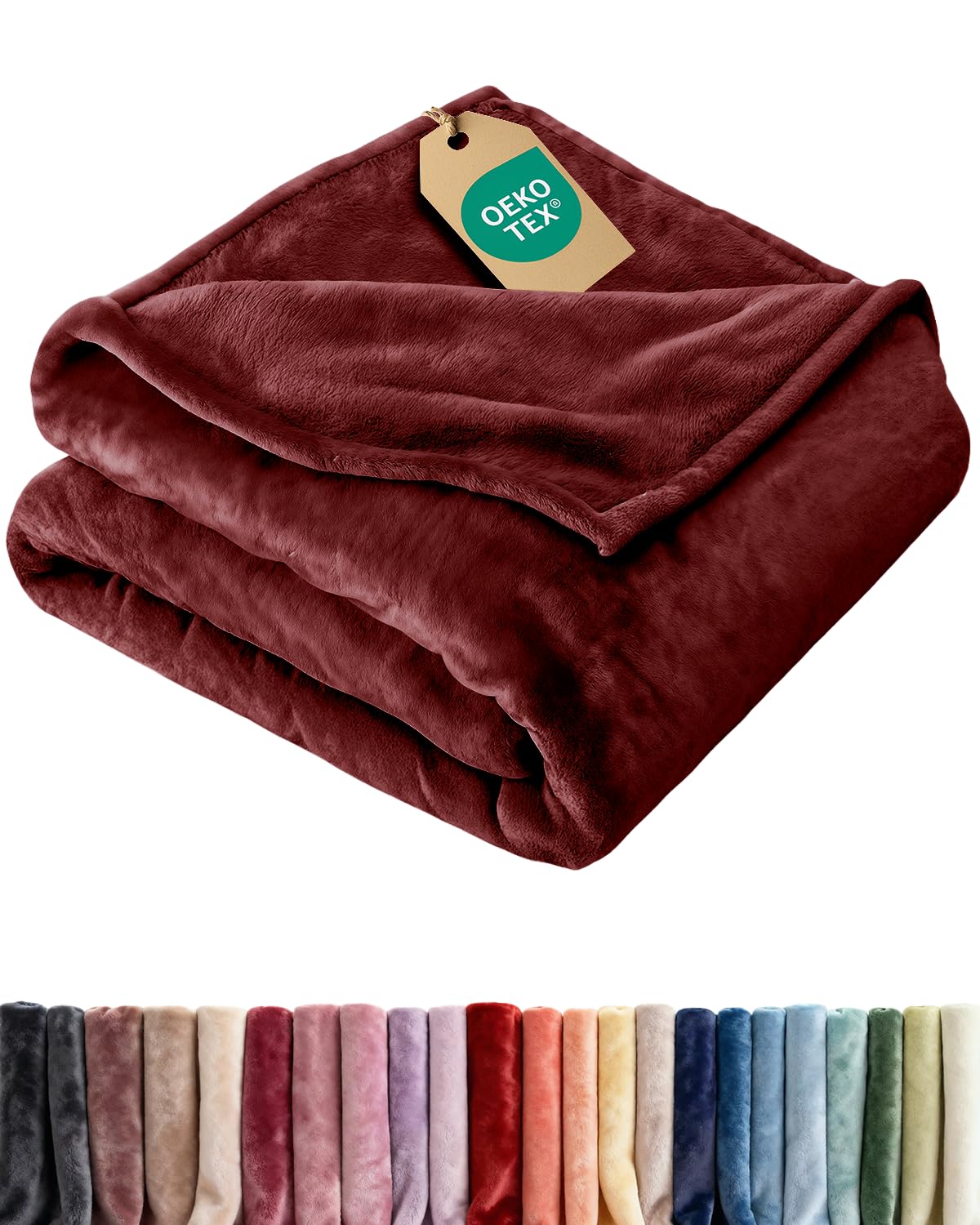 Photo 1 of Ultra Soft Fleece Blanket Throw Size - Flannel Fleece Luxury Throw Blanket - Lightweight for Couch Bed Chair - Thick, Warm & Breathable - All Season Cozy Fuzzy Anti-Static Microplush Bedding, Burgundy