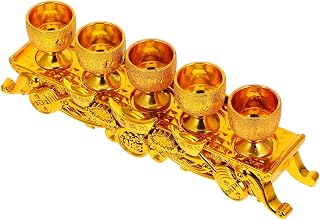 Garneck Buddhist Worship Offering Cups Set, 5pcs Mini Gold Chalices for Temple Use, Retro Tibetan Sacrifice Drinkware for Religious Ceremony and Meditation