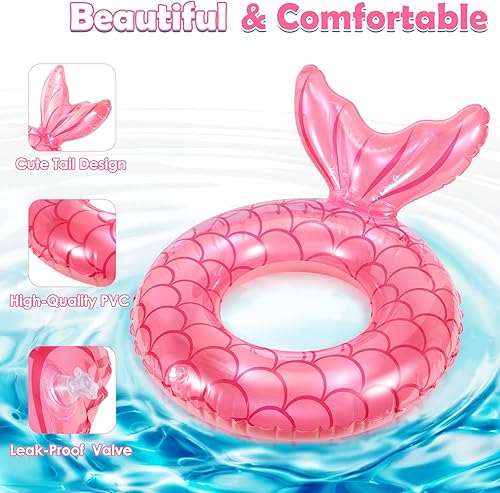 Miniatura 3 de HeySplash Flotador de sirena para piscina, con forma de cola de sirena, flotador de tubo de flotador, diversión acuática de verano, fiesta en la