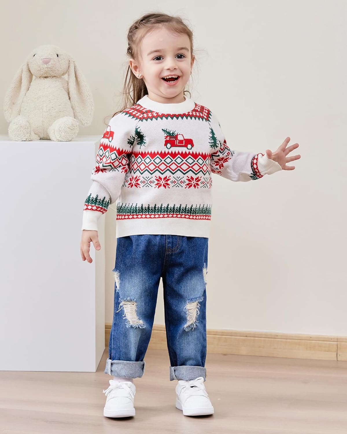 SANMIO Toddler Baby Boys Girls Deer Christmas Cardigan Sweater Long Sleeve Button-up Coat 6M-4T - Image 2