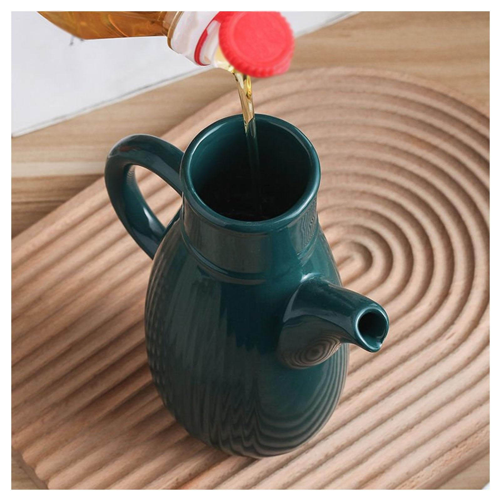 Ceramiczny dozownik oleju, vintage butelka octu do przechowywania w kuchni, pyłoszczelny sos Cruet - 450 ml