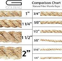 Vista 4 de Golberg - Cuerda de manila de fibra natural (1/4 pulgada x 100 pies)