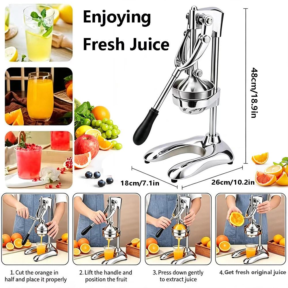Presse-Agrumes Manuel, Presse-Fruits à Main en Acier Inoxydable 304, Extracteur De Jus Robuste pour Oranges, Citrons Et Grenades, Presse-Agrumes Manuel Amovible Et Facile à Nettoyer