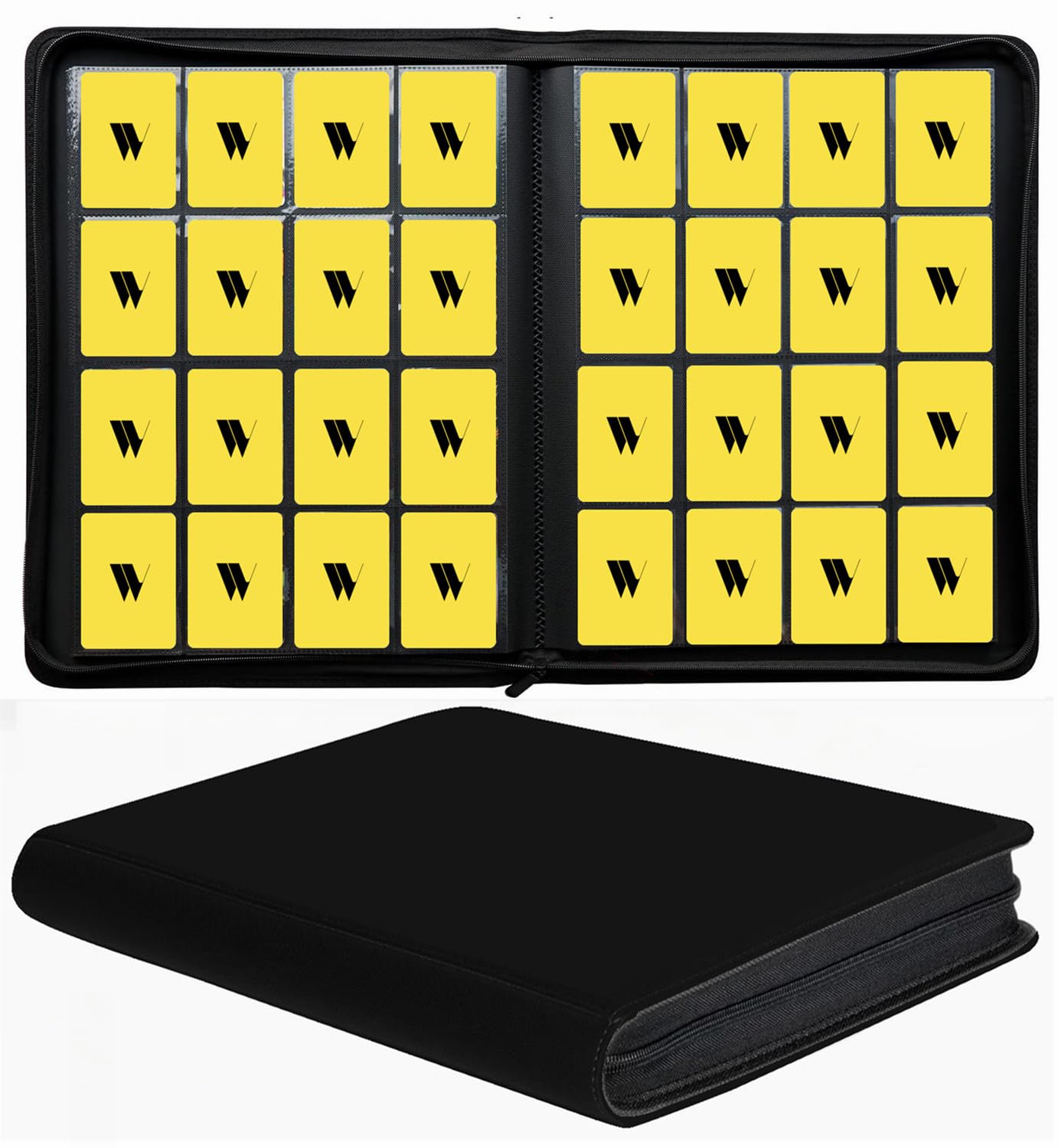 16 Pocket Card Binder, 1000+ Premium Zip Trading Card Binder, Double Sided Pocket Card Binder Album, Ringless Card Folder for MTG, TCG, Sports Card (Black, 16Pockets) : Toys & Games