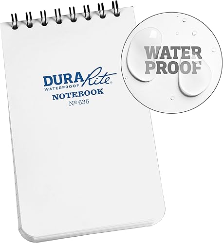 Miniatura 5 de Rite In The Rain Cuaderno de espiral superior impermeable (DURARITE), 3.0 in x 5.0 in, cubierta blanca, patrón universal (No. 635)
