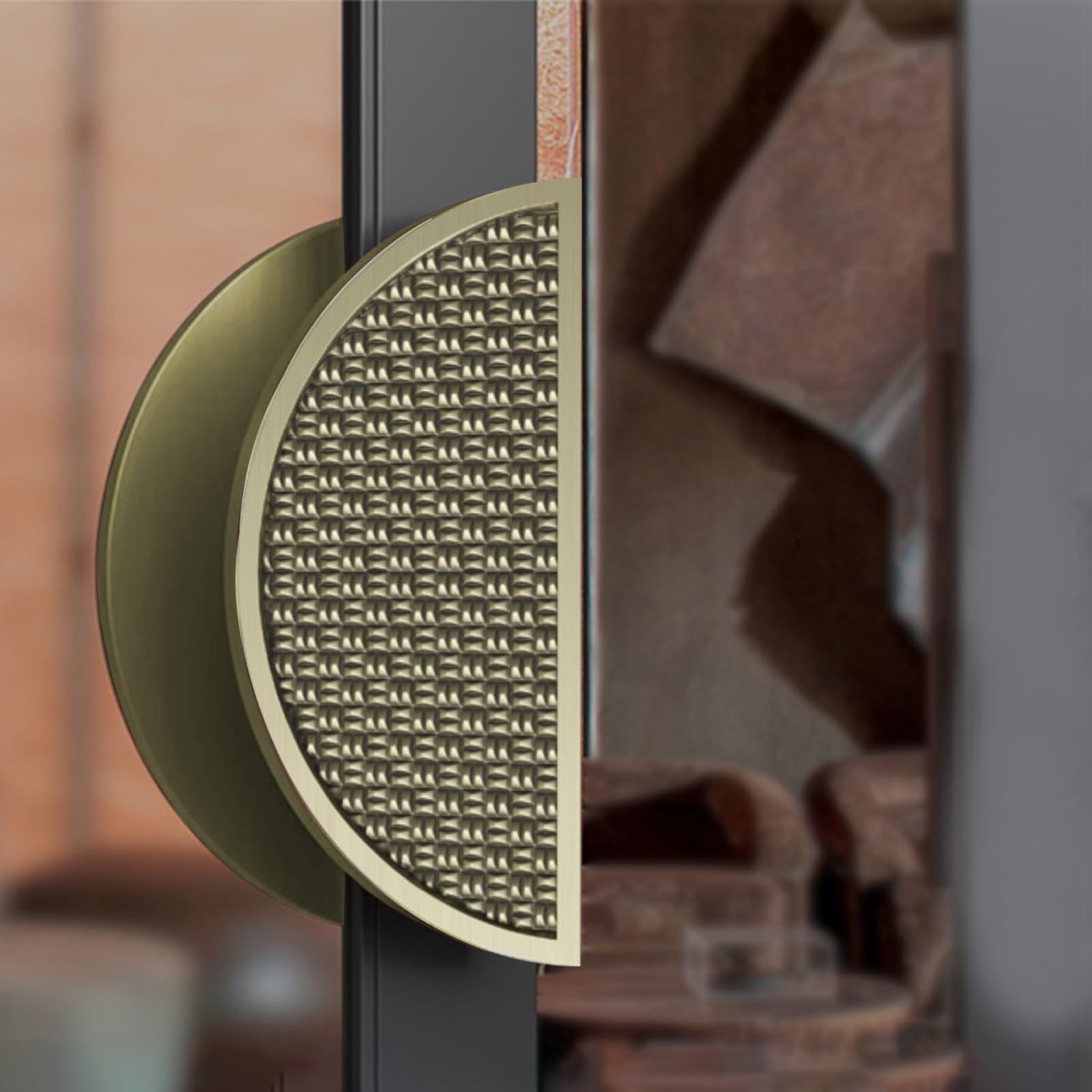 MXXQRHF Double-Sided Round Glass Door Handle 400mm, Solid Push Pull Metal Door Handles with Non-Slip Bumps for Home and Office, Elegant Bronze Finish, Durable and Stylish