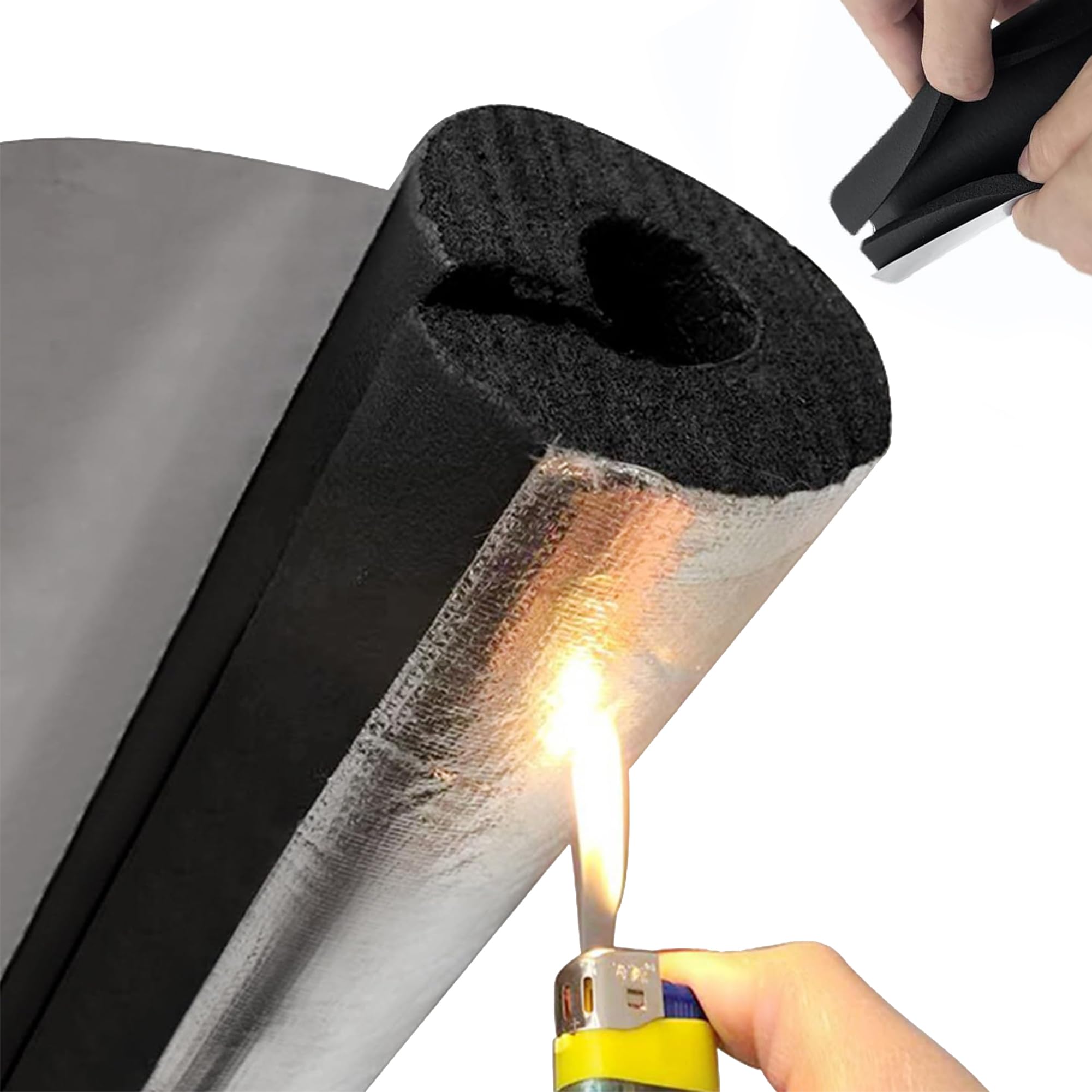 Tubo de Espuma Térmico, Coquilla Aislante Papel De Aluminio Autoadhesivo para Tuberías Exteriores, Tubería De Aislamiento para Tubos De Agua Y Calefacción (ID) 219mm x (T) 30mm x (L) 0.95m