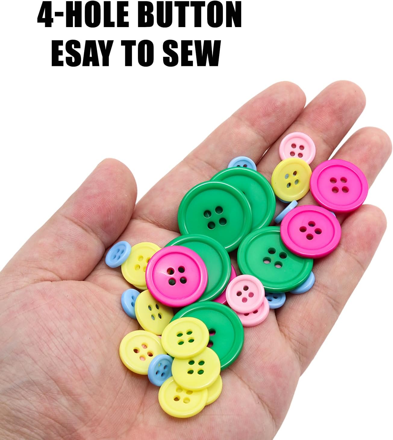 Lilaly 100 pcs Buttons for Crafts, 5 Sizes Mixed Round Sewing Buttons for Clothes, Suitable for for DIY Crafts, Coats, Shirts, Pants, Shorts(MixedColor C) image 3