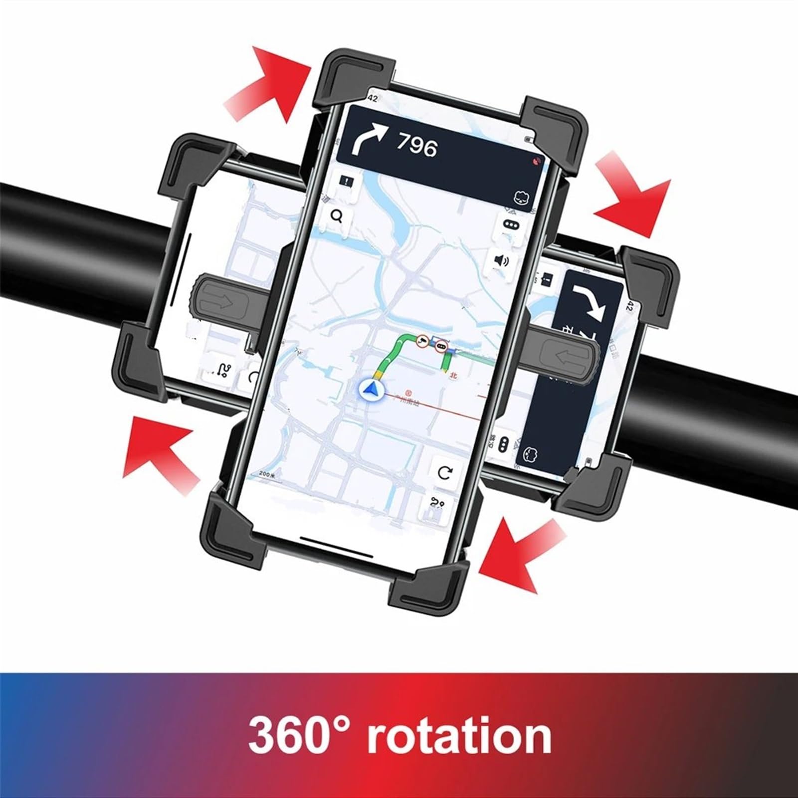 Soporte Telefono Moto Soporte Teléfono Motocicleta Universal Bicicleta 360 ​​° Móvil 4,7-7 Pulgadas A Prueba Golpes Clip GPS
