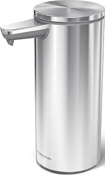 simplehuman 9 oz. Touch-Free Rechargeable Sensor Liquid Soap Pump Dispenser, Brushed Stainless Steel