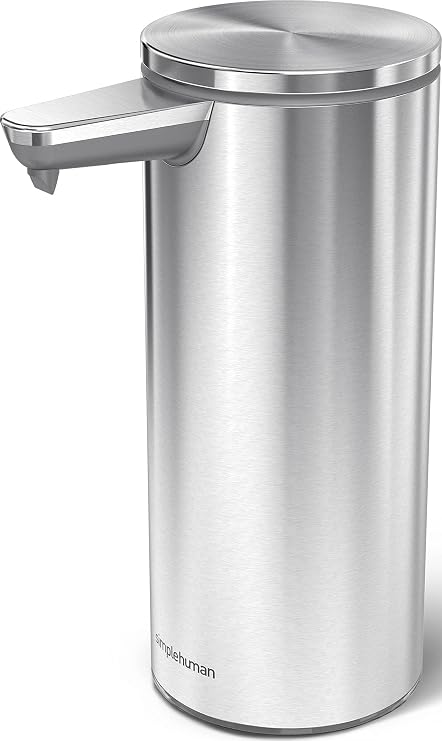 simplehuman 9 oz. Touch-Free Rechargeable Sensor Liquid Soap Pump Dispenser, Brushed Stainless Steel