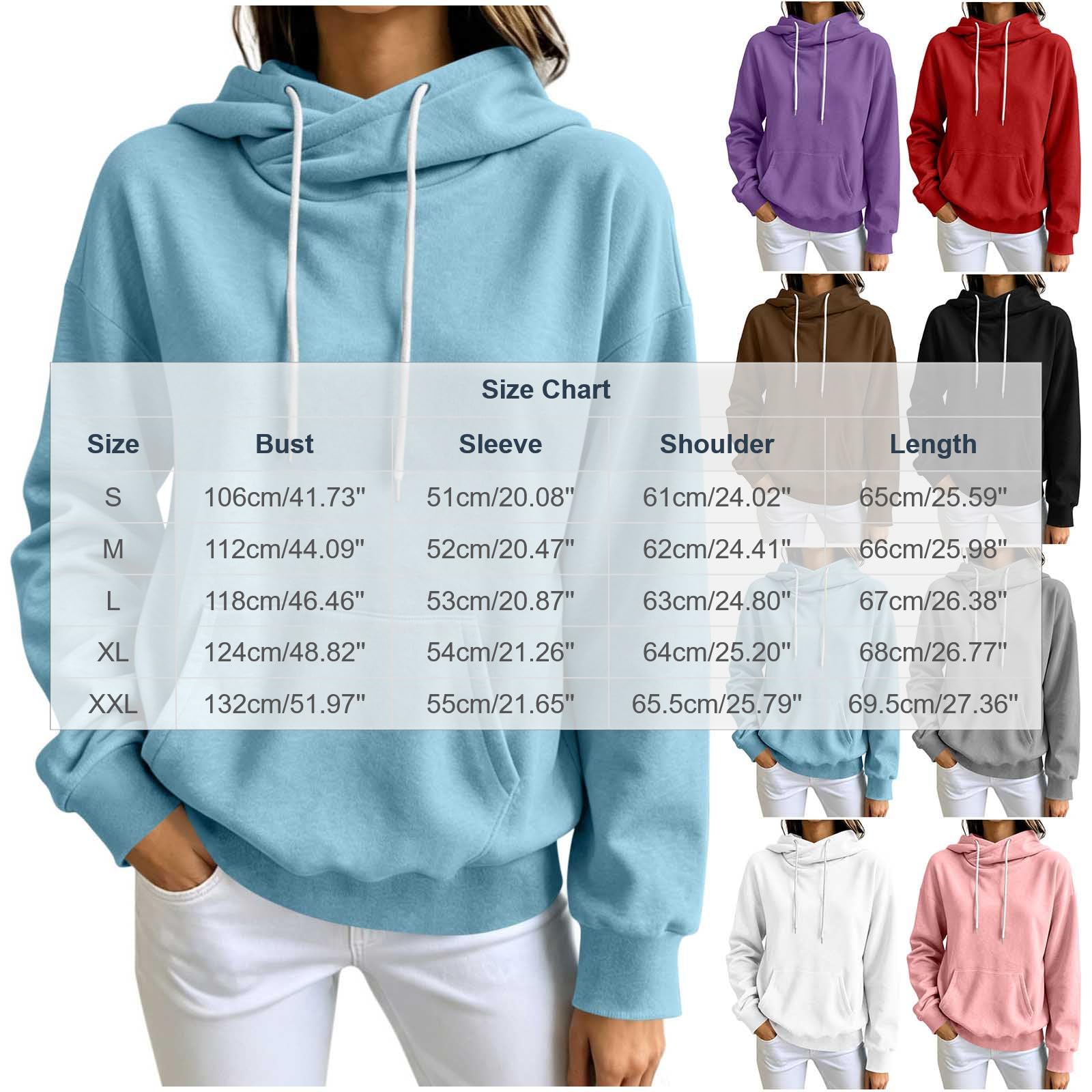 Hoodie Damen Winter Kapuzenpullover Einfarbig Sweatshirt mit Kapuze Weich Oberteile Bekleidung Streetwear Lässig Hoodies Bequeme Langarmshirt Winterpullover Mode Hoody Activewear Warm Pullover