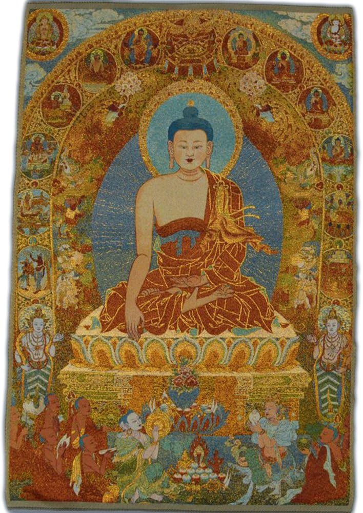 Xinshidai Tibetan Buddhist Thangka Fine Silk Embroidery Painting Tapestry 90cm 60cm (9060cm)