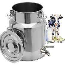 Stainless Milk Bucket Milk Cans with Silicone Sealed Lid Milk Pail with Faucet Bucket Liquid Container Farm Milk Transport Canister for Liquid Storage and Transport,14,14L