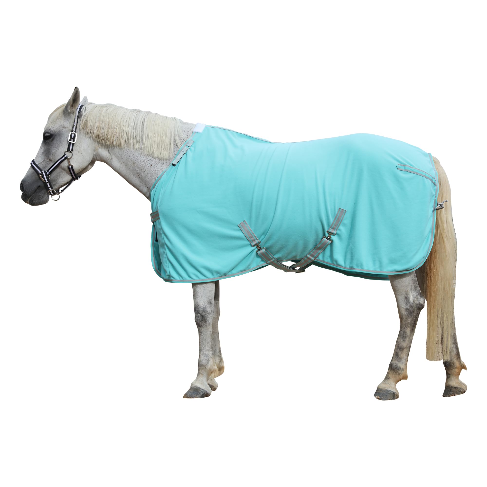 Fleece Horse Rug – Breathable Moisture-Wicking Cooler Rug with Adjustable Neck, Soft Anti-Pill Fleece Stable & Show Blanket for Post-Exercise Drying, Travel & Layering Mint Green 6'6"