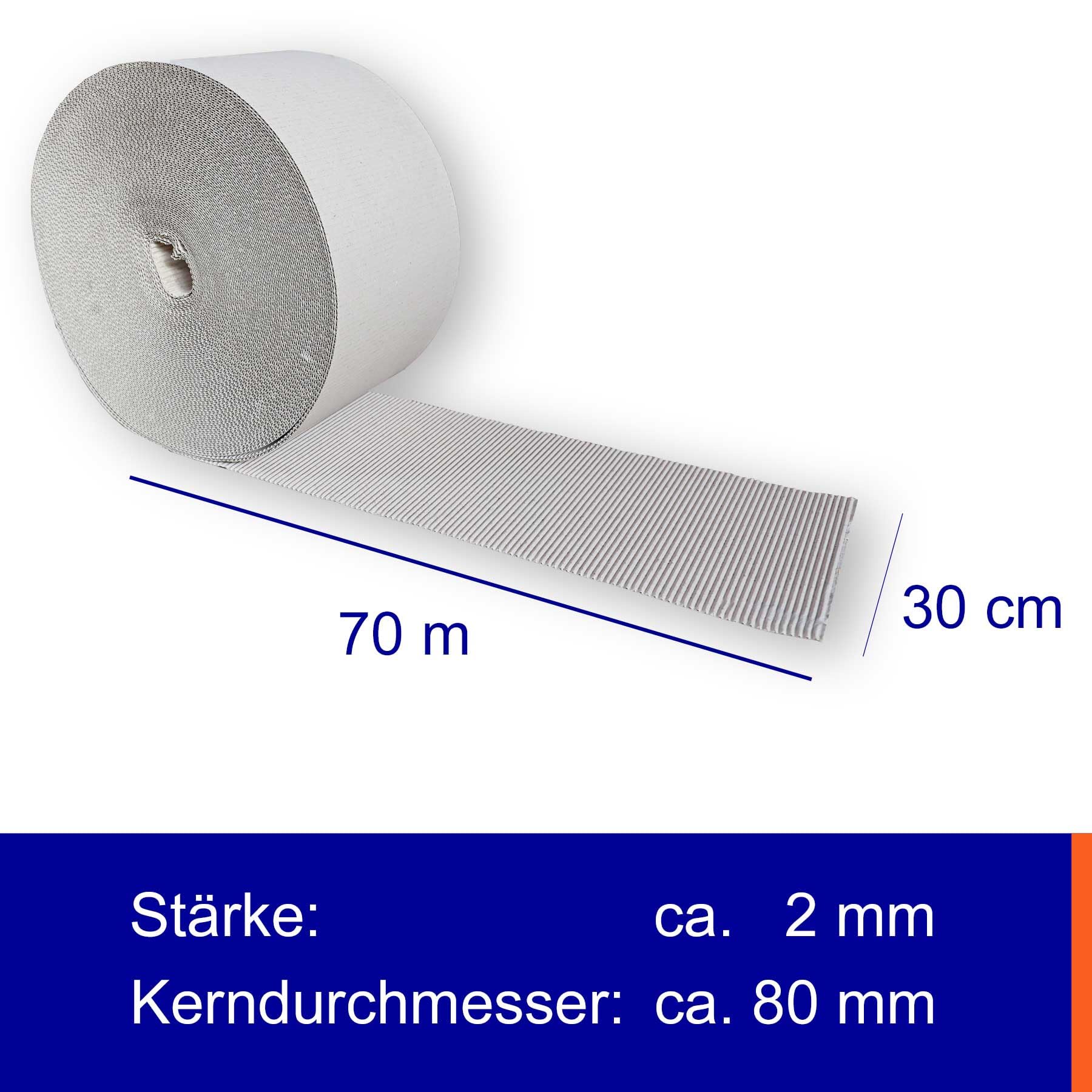 1 Rolle Rollenwellpappe | Breite: 30cm | Länge: 70m | ausgezeichnete Polsterwirkung | Verpackung, Schutz, Ausfüllen von empfindlichen Waren | wiederverwendbar | umweltfreundlich | recyclebar