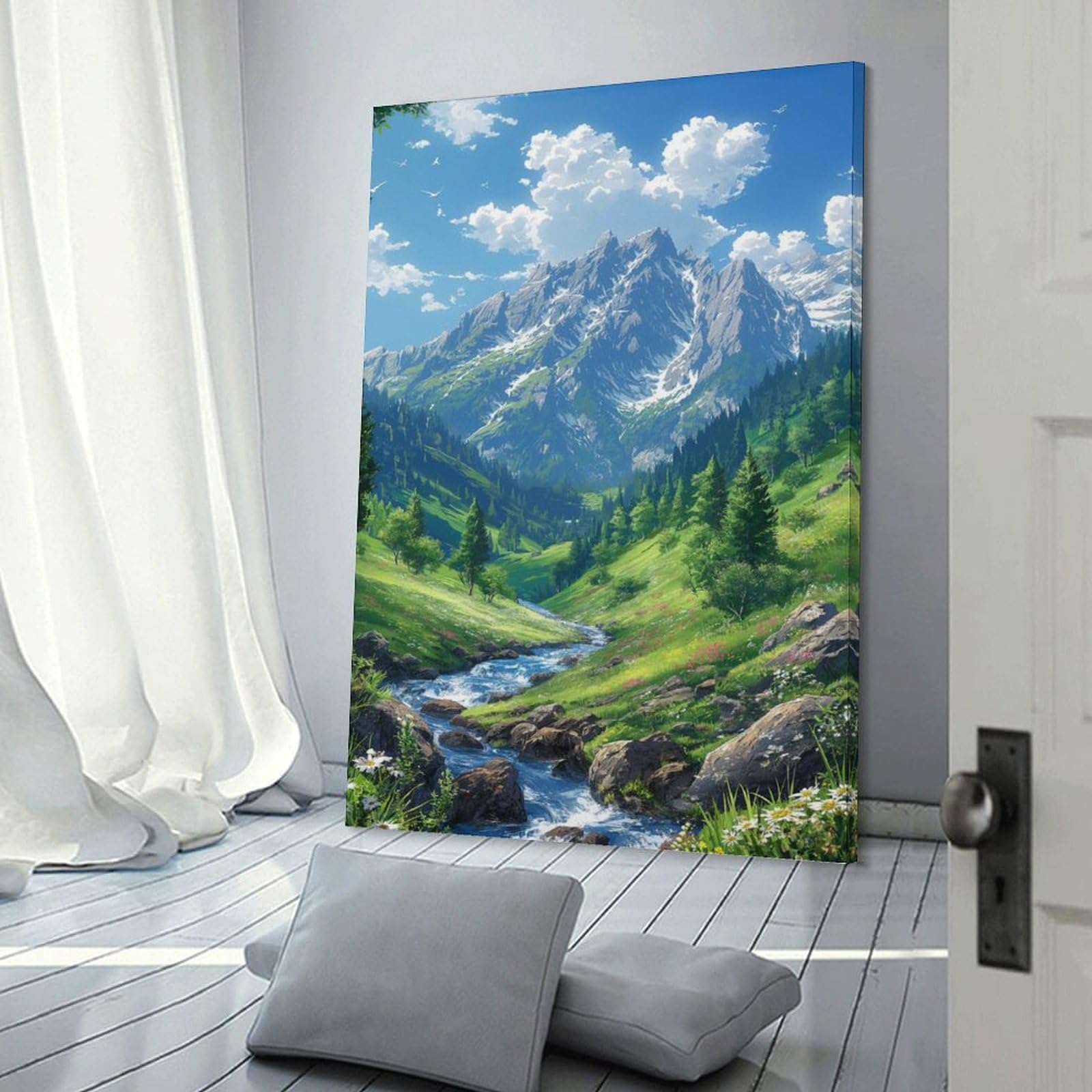 Amazon.co.jp: 自然の風景画 風水 風水風景画 絵画パネル 森 壁掛け