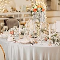 Vista 7 de 16 centros de mesa de boda para mesas, centro de mesa de jarrón dorado y plateado con soporte de flores de metal de cristal, jarrones de flores