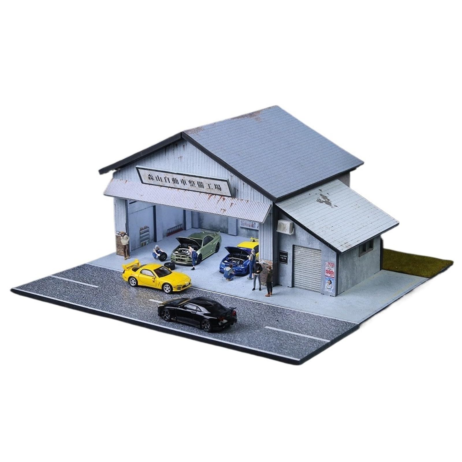 NUEIOVRW 1:64 Diorama Garage Model, LED Lighting Parking Scene Display Case