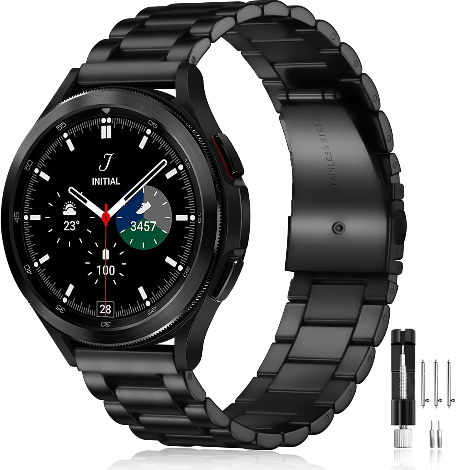 Compatible with Samsung Galaxy Watch 7 6 5 4 Band 44mm 40mm/Galaxy Watch 6 4 Classic Band 43mm 47mm 46mm 42mm/Active 2 40mm 44mm, 20mm Stainless Steel Metal Replacement Men Women