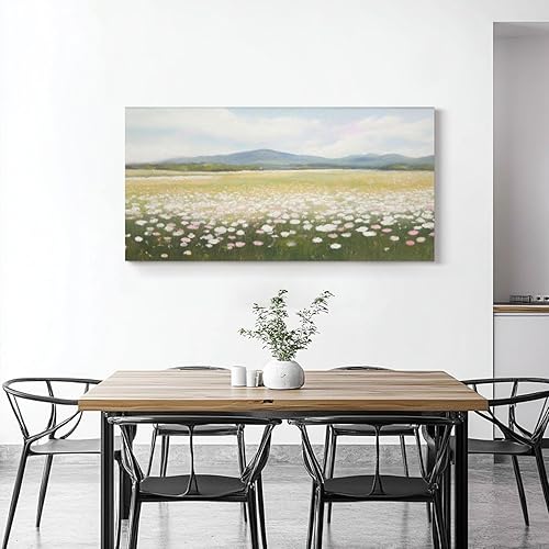 Miniatura 2 de 30"x 60" Large Wall Art Gold Framed Vintage Landscape Wildflowers Mountain Painting Wildflower Painting Picture Print on Canvas Wall Art for Living