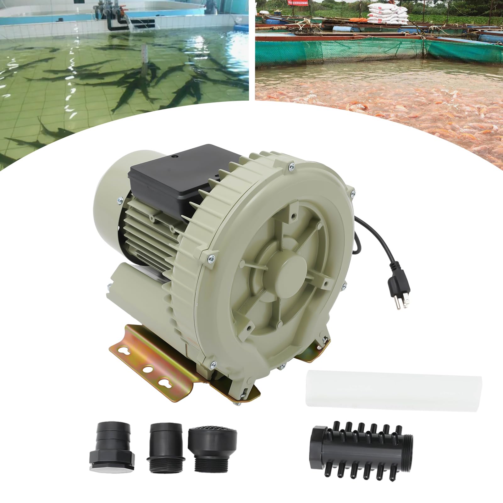 CNCEST Aquaculture Vortex Air Blower,370W 110V Commercial Aquaculture Vortex High Pressure Air Blower Seafood Pond Fish Tank Vortex Air Blower
