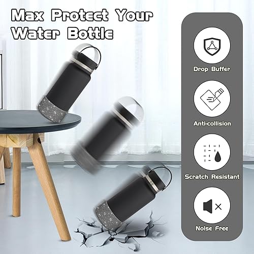 Miniatura 3 de WUQID Funda protectora de silicona con textura de corazón brillante compatible con Stanle Tumbler de 40 onzas, 30 onzas, 20 onzas y botellas Hydroo