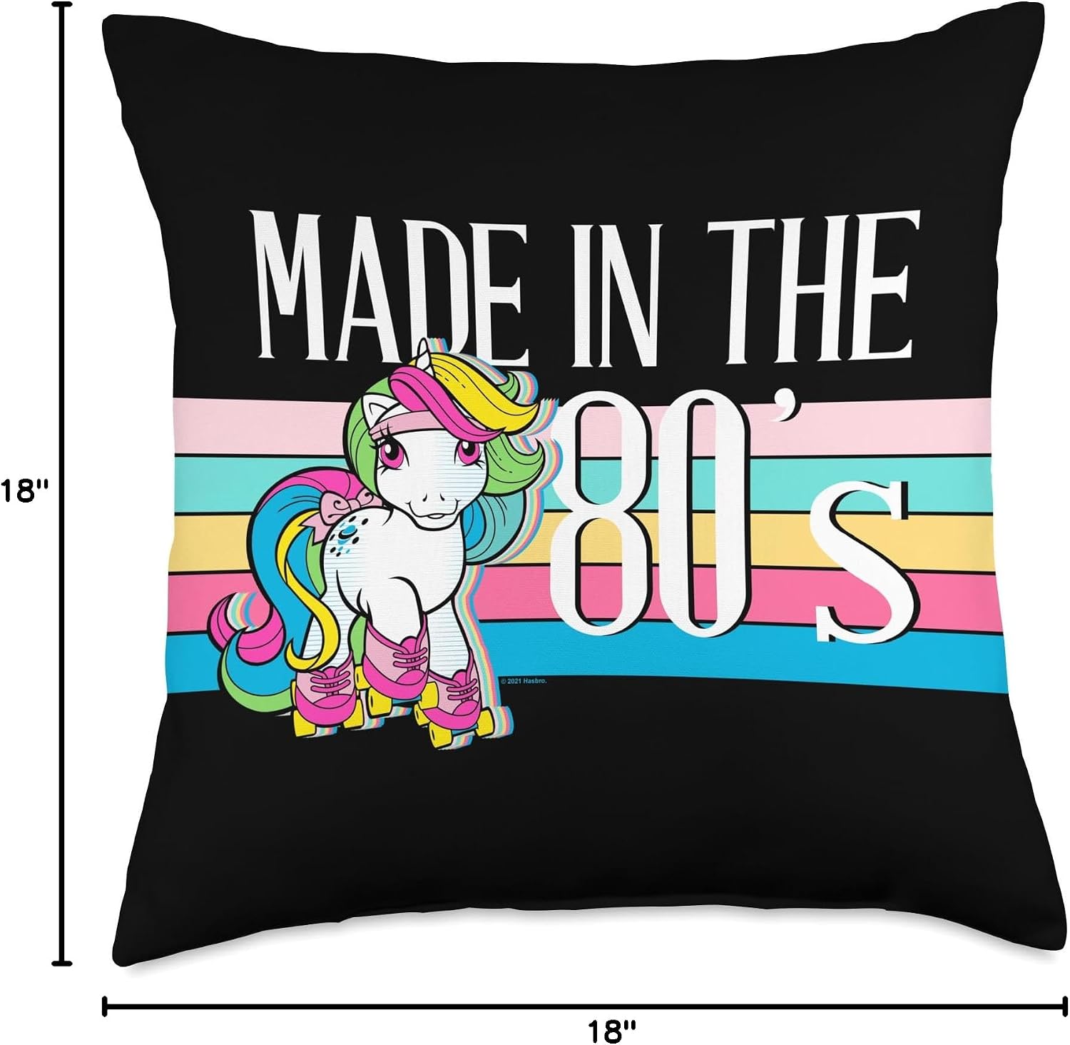My Little Pony Made In The Eighties Rainbow Stripes Throw Pillow
